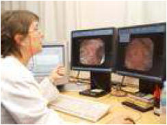 Dr Carmen Martinez viewing radiology images