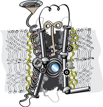 Graphic showing GPCRs as complex machines