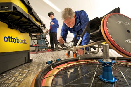 Ottobock Technical Service Team in Action  -- Ken Hurst fixes rugby wheelchair